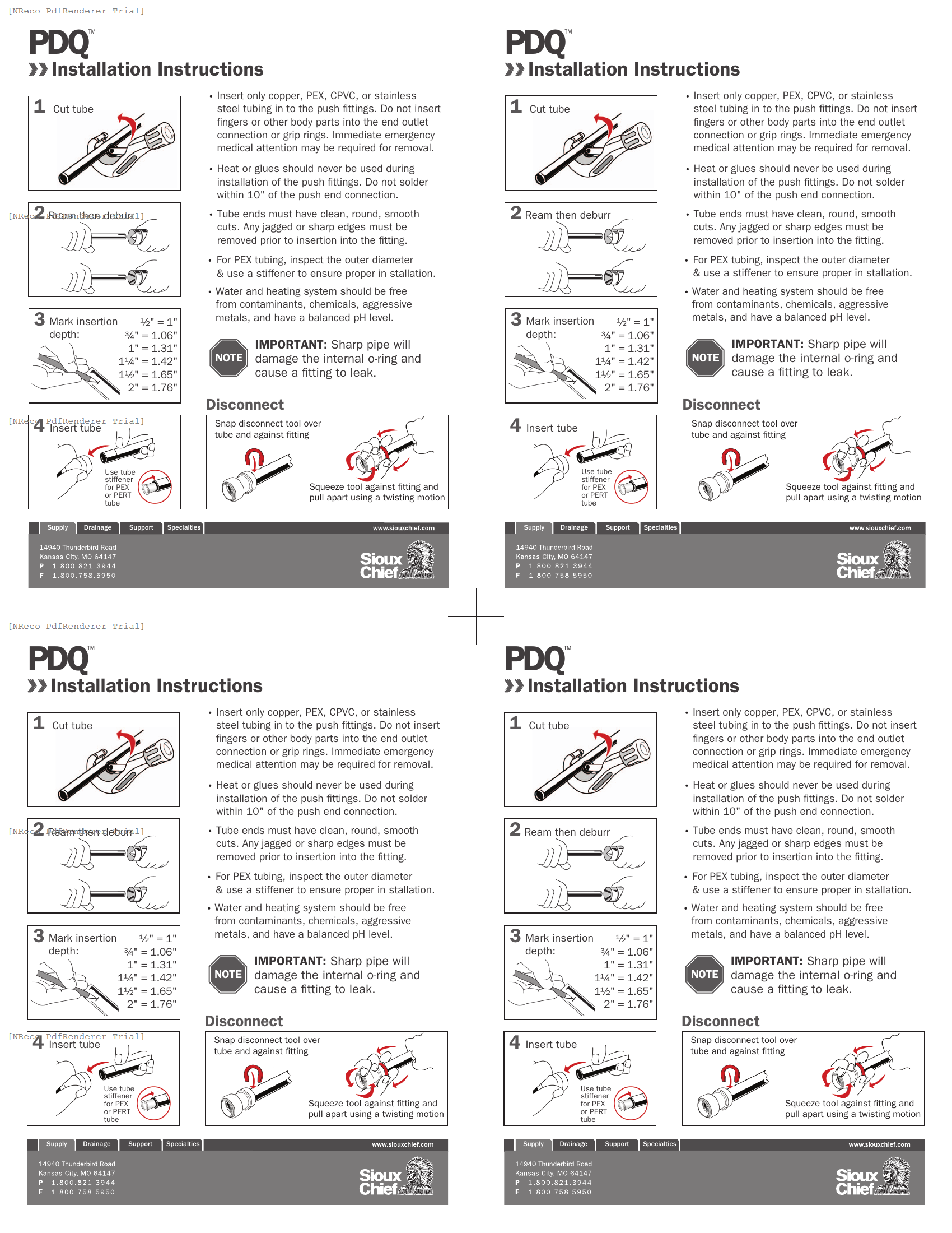 PDQ - PUSH FITTING - INSTRUCTION SHEET.PDF Technical Document